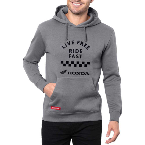 HONDA APPAREL LEM25S-M57-S Honda Apparel Honda Live Free Ride Fast Hoodie - Gray - Small Lem25S-M57-S