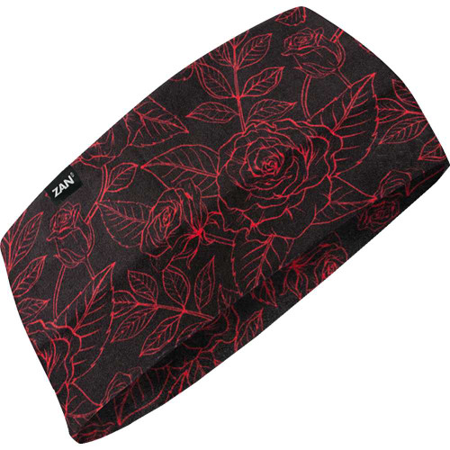 ZAN HEADGEAR HBL206 Zan Headgear Sportflex® Headband - Black And Red Roses Hbl206