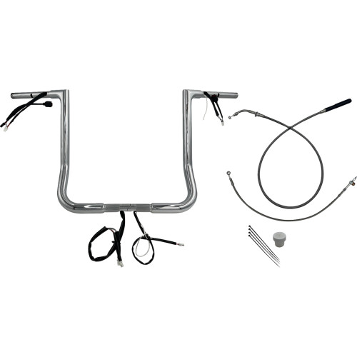 Fat Baggers Inc. Ez Install Wired Handlebar Kit - 1-1/4" - Flat Top - 16" - Chrome 749016