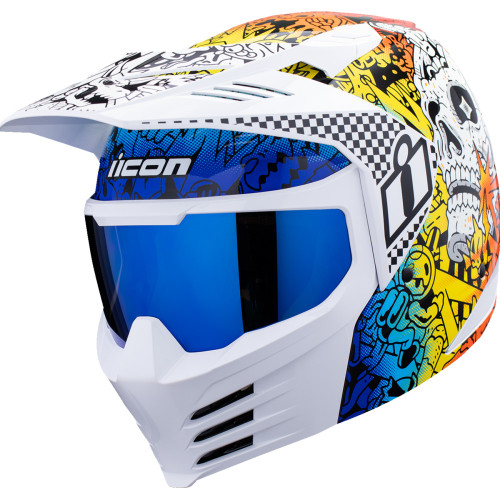 Icon Elsinore Helmet - Doodle 3 - White - Xs