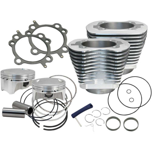 S&S CYCLE 9100650 S&S Cycle 4" Big Bore Bolt-In Sidewinder Cylinder Kit - 110" - Silver 910-0650