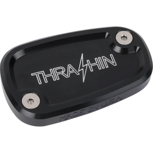 Thrashin Supply Co. Brake Reservoir Cap - Rear - Black - Twice Cut - '18+ Softail Tsc-3177-4