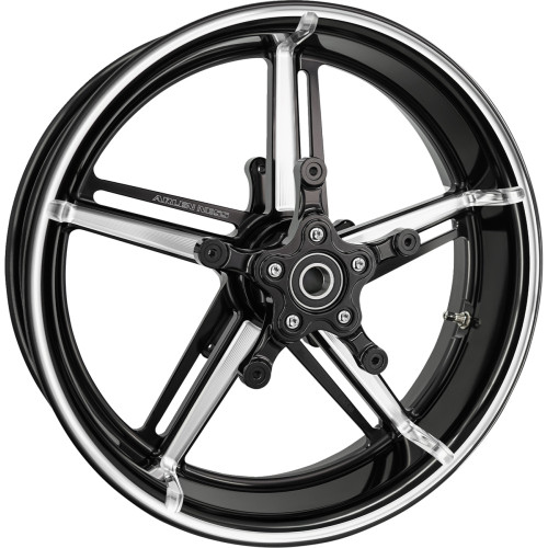 Arlen Ness Wheel With Hub/Adapter - Factory 24 - Front - Black/Contrast Cut - 21X5.5 91-655