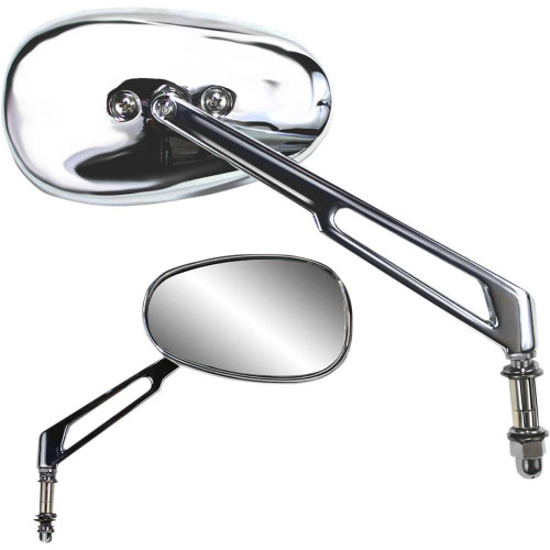 PARTS UNLIMITED Parts Unlimited Mirror - Side View - Teardrop - Long - Chrome