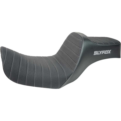 SLYFOX 4694B-slyfox Slyfox Highnoon Seat - Vinyl - Classic Stitch - Gray Logo - Dyna '12-'16 4694B-Slyfox