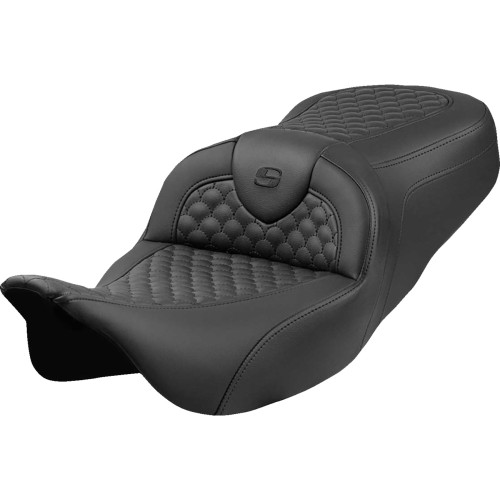 Saddlemen Roadsofa Seat - Dragon Scale Stitch - Black Stitch - W/O Backrest - Flh/Flt '08-'24 808-07B-20800