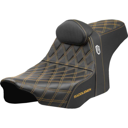 SADDLEMEN SC82307DB7 Saddlemen Pro Series Sdc Performance Seat - Gold Stitching - W/ Backrest - Flt/Flh '23-'25 Sc82307Db7