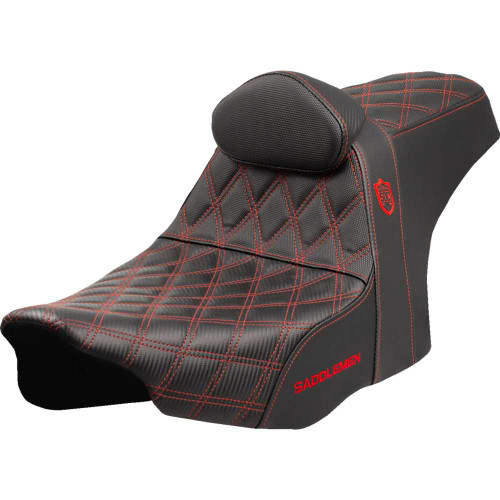 SADDLEMEN SC82307DB4 Saddlemen Pro Series Sdc Performance Seat - Red Stitching - W/ Backrest - Flt/Flh '23-'25 Sc82307Db4