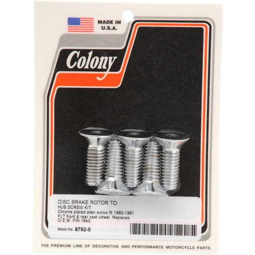 COLONY 87925 Colony Mounting Hardware Kit Without Nuts - Brake Rotor - Socket-Head/Countersunk - 1-1/4" 8792-5