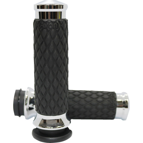 Avon Grips Diamond Contour Grips - Chrome - Tbw Dia-60-Ch-Fly