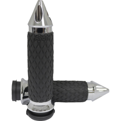 Avon Grips Diamond Contour Grips - Spike - Chrome - Tbw Dia-60-Ch-Fl-Sp