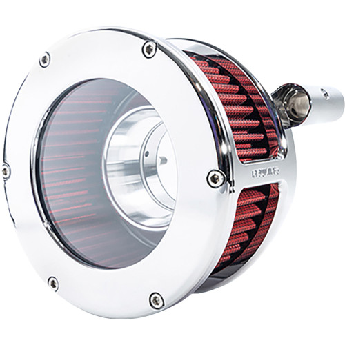 Ba Air Cleaner Kit - Chrome/Chrome With Red Filter - '93-'99 Evolution Big Twin 5468