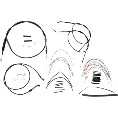 BURLY BRAND B301005 Burly Brand Complete Black Vinyl Handlebar Cable/Line Kit For Ape Hanger Handlebars - 16" B30-1005