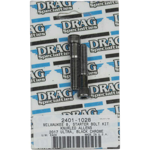 DRAG SPECIALTIES 2401-1028 Drag Specialties Bolt Kit - Starter - Black/Chrome - Knurled - M8