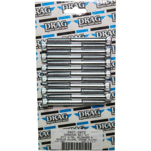 DRAG SPECIALTIES 2401-0972 Drag Specialties Bolt Kit - Crankcase - Chrome - Knurled - M8