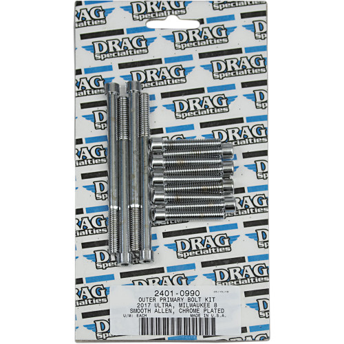 Drag Specialties Bolt Kit - Outer Primary - Chrome - Smooth - M8