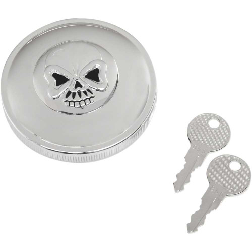 DRAG SPECIALTIES 0703-0689 Drag Specialties Locking Gas Cap - Skull - Non-Vented - Chrome