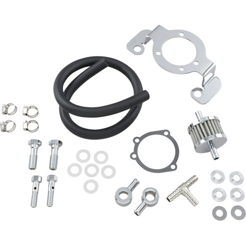 Drag Specialties Crankcase Breather With Support Bracket Kit - Big Twin
