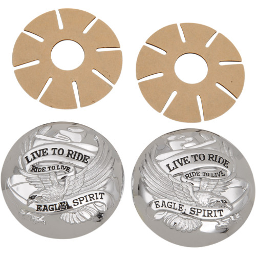 Drag Specialties "Live To Ride" Gas Cap Covers - Chrome