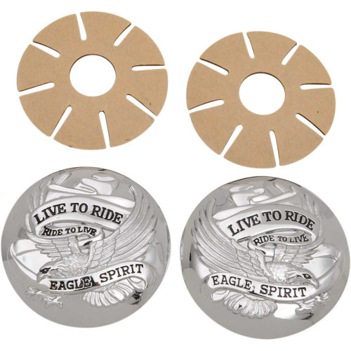 DRAG SPECIALTIES DS-390126 Drag Specialties "Live To Ride" Gas Cap Covers - Chrome