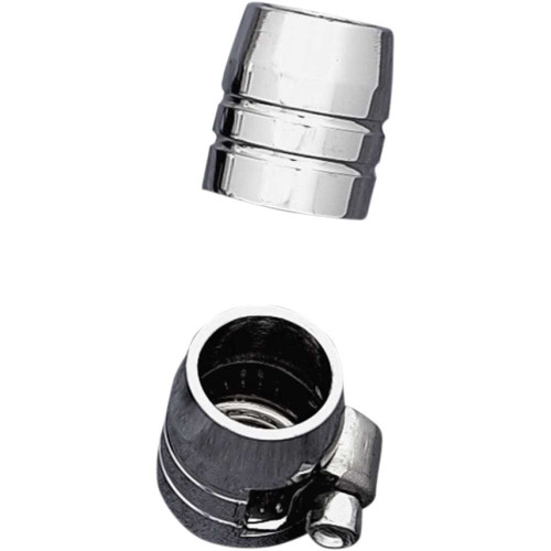 DRAG SPECIALTIES DS-096608 Drag Specialties Grooved Hose Ends With Clamp - Chrome - 3/8"