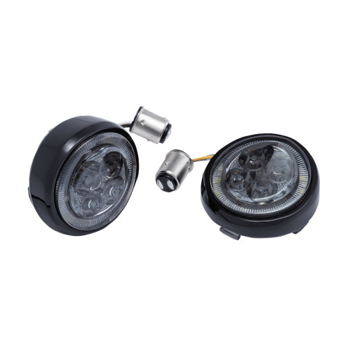Ciro Turn Signal Insert - Amber/White Led - Smoke Lens - Black 45620