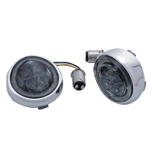 Ciro Turn Signal Insert - Amber/White Led - Smoke Lens - Chrome 45600