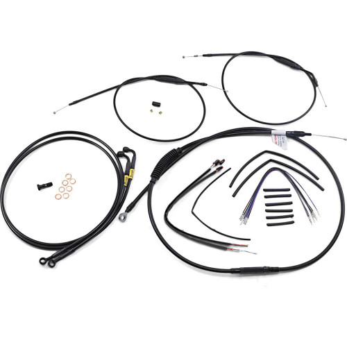 BURLY BRAND B301202 Burly Brand Complete Black Vinyl Handlebar Cable/Line Kit For Ape Hanger Handlebars - 12" B30-1202