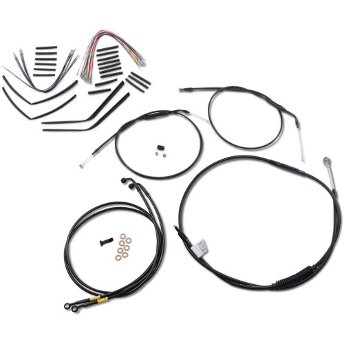 BURLY BRAND B301198 Burly Brand Complete Black Vinyl Handlebar Cable/Line Kit For Ape Hanger Handlebars - 14" B30-1198