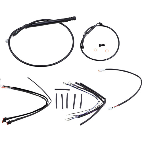 Burly Brand Complete Black Vinyl Handlebar Cable/Line Kit For Ape Hanger Handlebars - 12" B30-1254