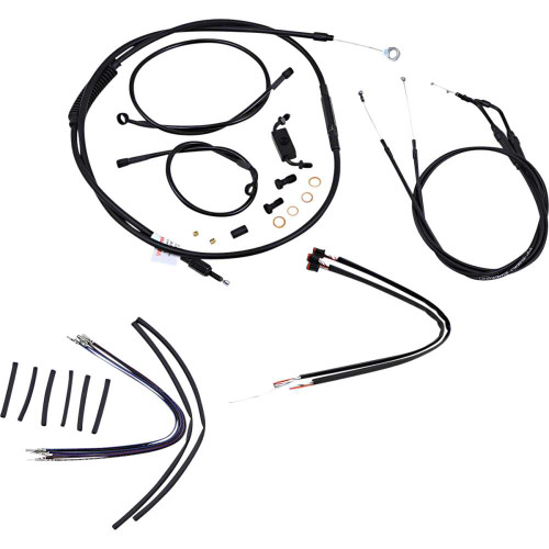 BURLY BRAND B301121 Burly Brand Complete Black Vinyl Handlebar Cable/Line Kit For Ape Hanger Handlebars - 12" - Abs B30-1121