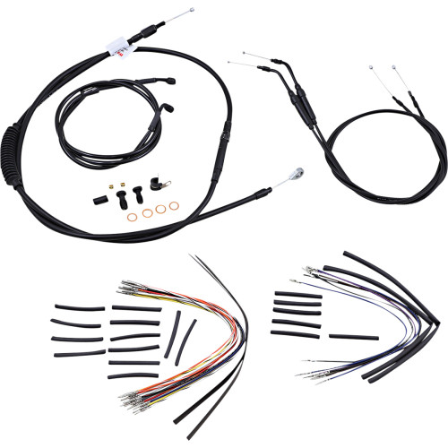 Burly Brand Complete Black Vinyl Handlebar Cable/Line Kit For Ape Hanger Handlebars - 14" B30-1043