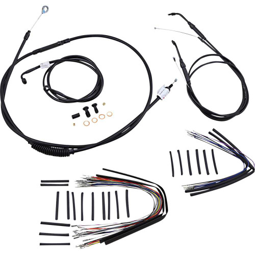BURLY BRAND B301041 Burly Brand Complete Black Vinyl Handlebar Cable/Line Kit For Ape Hanger Handlebars - 16" B30-1041
