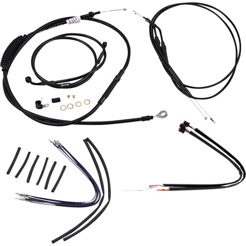 BURLY BRAND B301107 Burly Brand Complete Black Vinyl Handlebar Cable/Line Kit For Ape Hanger Handlebars - 14" B30-1107