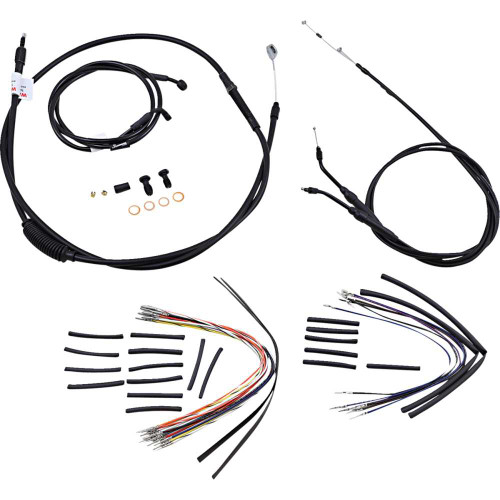 BURLY BRAND B301038 Burly Brand Complete Black Vinyl Handlebar Cable/Line Kit For Ape Hanger Handlebars - 16" B30-1038