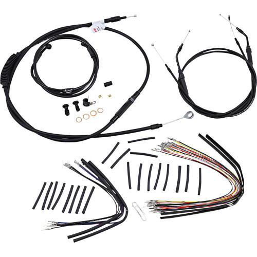 BURLY BRAND B301047 Burly Brand Complete Black Vinyl Handlebar Cable/Line Kit For Ape Hanger Handlebars - 16" B30-1047