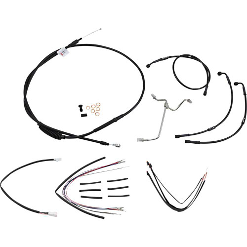 BURLY BRAND B301171 Burly Brand Complete Black Vinyl Handlebar Cable/Line Kit For Ape Hanger Handlebars - 16" B30-1171