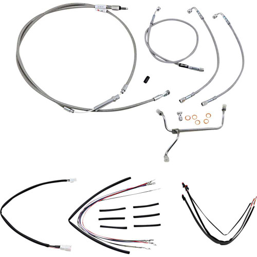 BURLY BRAND B301153 Burly Brand Complete Stainless Braided Handlebar Cable/Brake Line Kit - 16" Ape Hanger Handlebars B30-1153