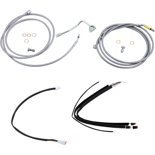 Burly Brand Complete Stainless Braided Handlebar Cable/Brake Line Kit - 13" Ape Hanger Handlebars B30-1232