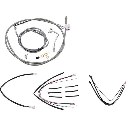 BURLY BRAND B301160 Burly Brand Complete Stainless Braided Handlebar Cable/Brake Line Kit - 18" Ape Hanger Handlebars B30-1160