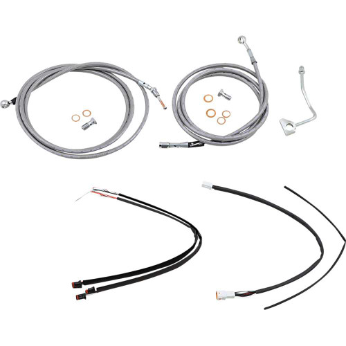 BURLY BRAND B301169 Burly Brand Complete Stainless Braided Handlebar Cable/Brake Line Kit - 18" Ape Hanger Handlebars B30-1169
