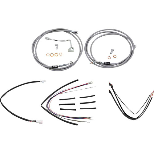 BURLY BRAND B301163 Burly Brand Complete Stainless Braided Handlebar Cable/Brake Line Kit - 18" Ape Hanger Handlebars B30-1163