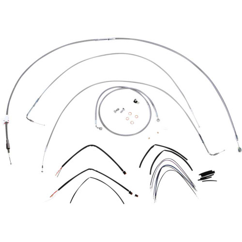 BURLY BRAND B301063 Burly Brand Complete Stainless Braided Handlebar Cable/Brake Line Kit - 16" Ape Hanger Handlebars B30-1063