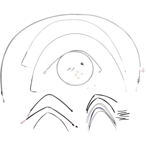 BURLY BRAND B301065 Burly Brand Complete Stainless Braided Handlebar Cable/Brake Line Kit - 18" Ape Hanger Handlebars B30-1065