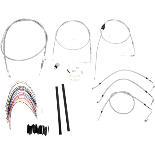 Burly Brand Complete Stainless Braided Handlebar Cable/Brake Line Kit - 18" Ape Hanger Handlebars B30-1084