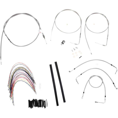 BURLY BRAND B301080 Burly Brand Complete Stainless Braided Handlebar Cable/Brake Line Kit - 16" Ape Hanger Handlebars B30-1080
