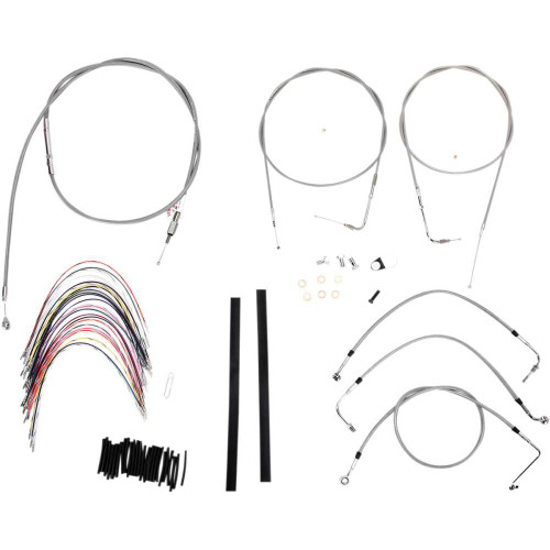 BURLY BRAND B301081 Burly Brand Complete Stainless Braided Handlebar Cable/Brake Line Kit - 18" Ape Hanger Handlebars B30-1081