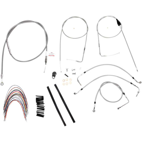 BURLY BRAND B301088 Burly Brand Complete Stainless Braided Handlebar Cable/Brake Line Kit - 14" Ape Hanger Handlebars B30-1088