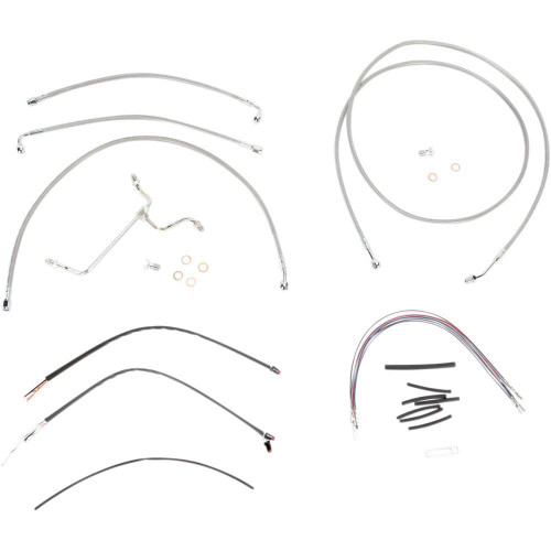 BURLY BRAND B301118 Burly Brand Complete Stainless Braided Handlebar Cable/Brake Line Kit - 15" Ape Hanger Handlebars B30-1118