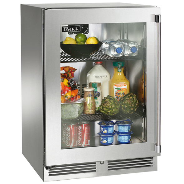 Perlick 24" Signature Series Outdoor Refrigerator with Stainless Steel Glass Door - HP24RO-4-3